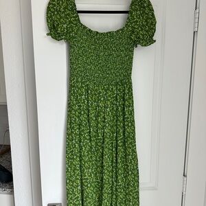 Reformation Green Floral Midi Dress